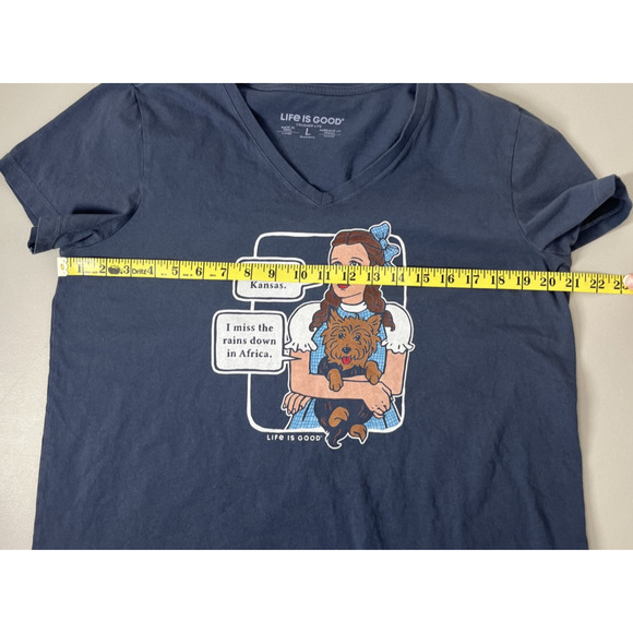 Life is Good Crusher Tee Size Large Wizard of Oz Dorothy Toto I Miss Kansas - Picture 5 of 9